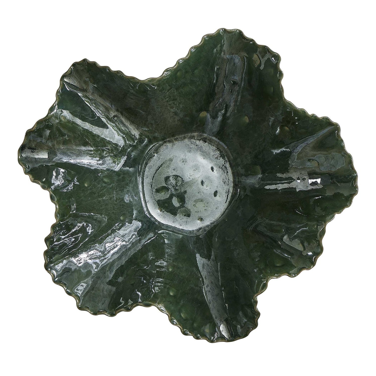 UTTERMOST VERDANT BLOOM EMERALD OUTDOOR BOWL - Decorative Accents