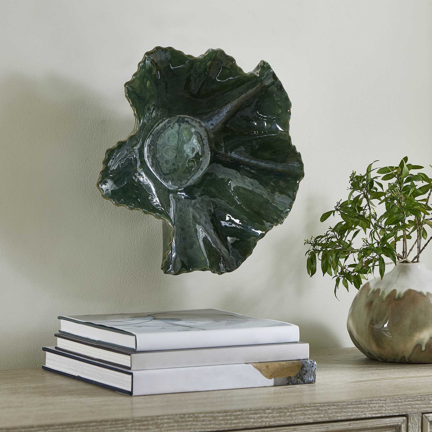 UTTERMOST VERDANT BLOOM EMERALD OUTDOOR BOWL - Decorative Accents