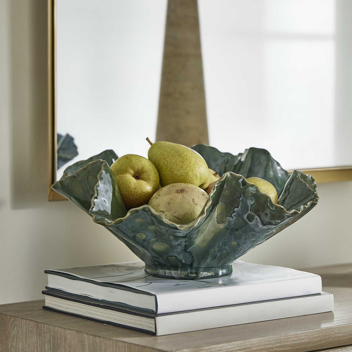 UTTERMOST VERDANT BLOOM EMERALD OUTDOOR BOWL - Decorative Accents