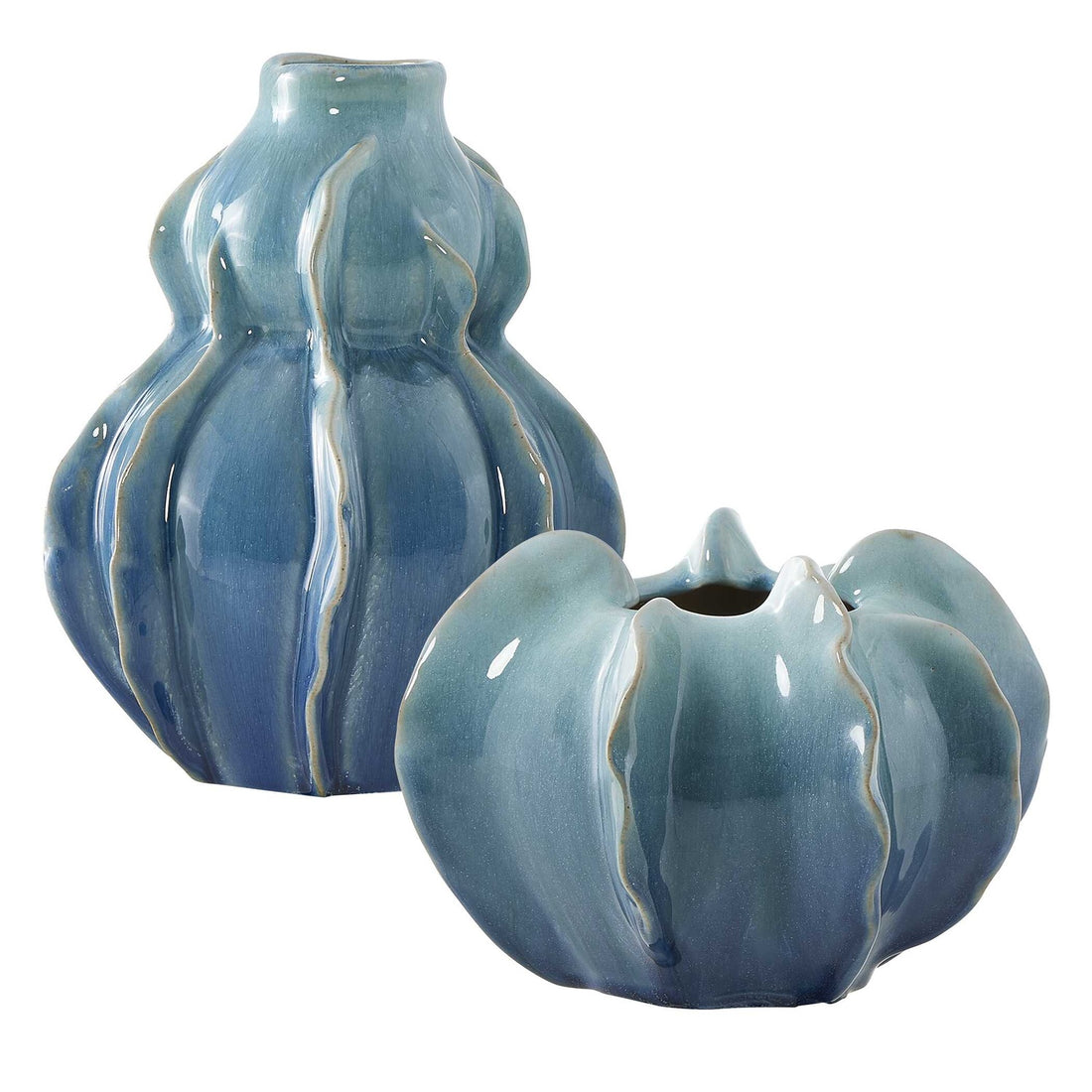UTTERMOST Ocean Wave Outdoor Glazed Vases Set Of 2 - Decorative Accents