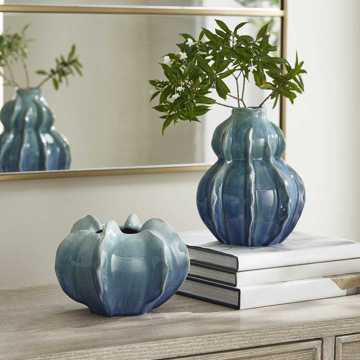 UTTERMOST OCEAN WAVE OUTDOOR GLAZED VASES - Decorative Accents