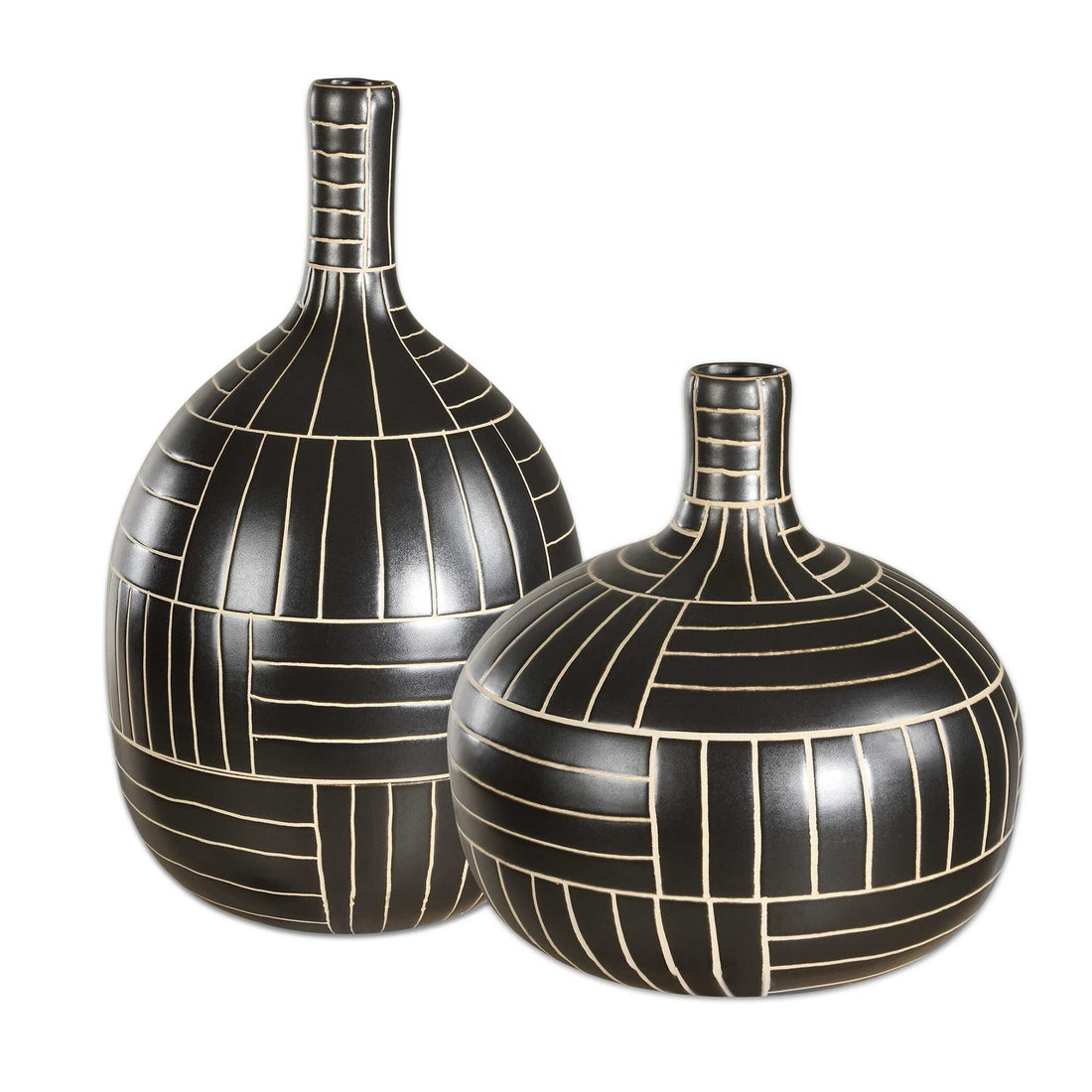 UTTERMOST GRAPHITE STRIDE GEOMETRIC VASES - Decorative Accents