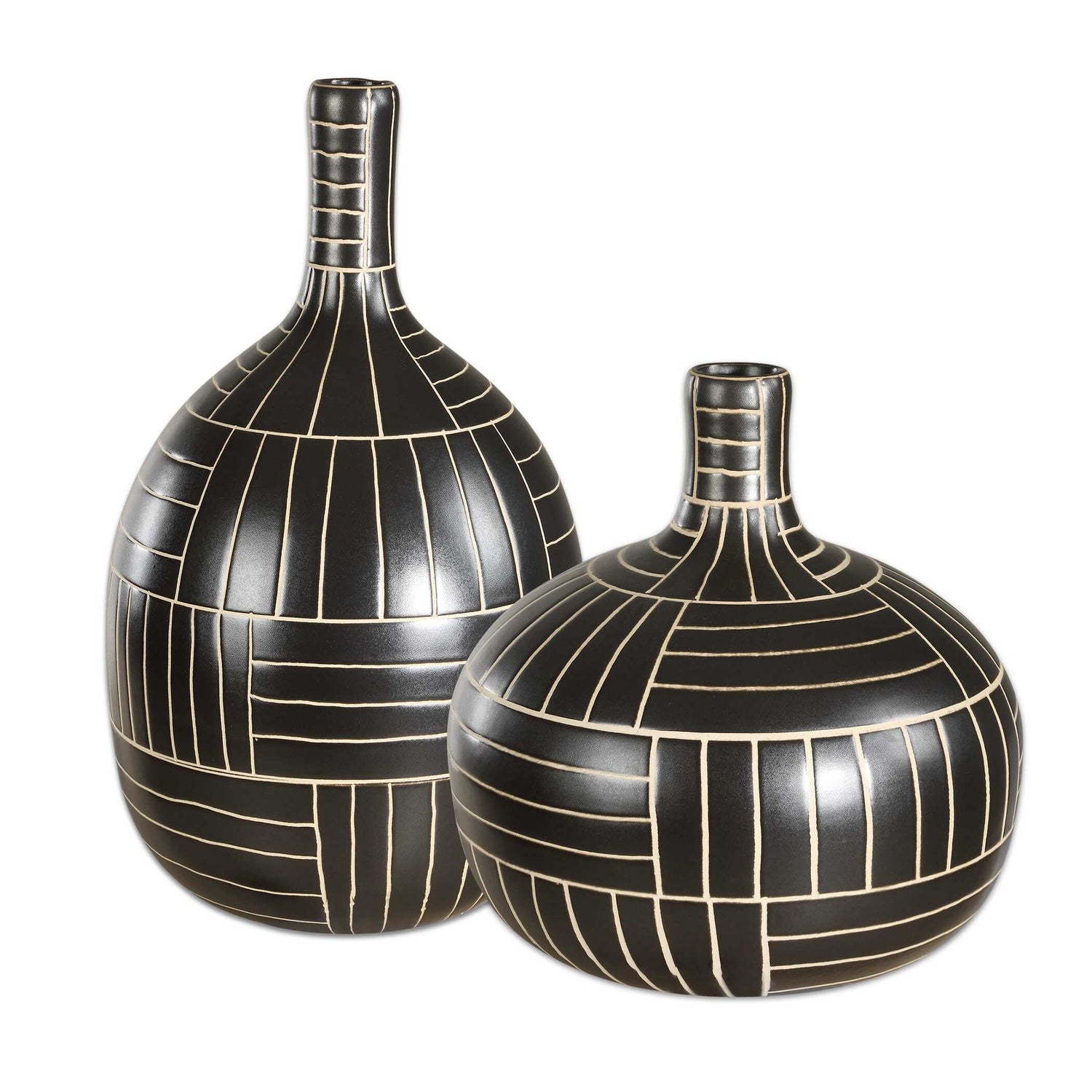 UTTERMOST GRAPHITE STRIDE GEOMETRIC VASES - Decorative Accents
