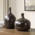 UTTERMOST Graphite Stride Geometric Vases Set Of 2 - Decorative Accents