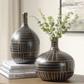UTTERMOST GRAPHITE STRIDE GEOMETRIC VASES - Decorative Accents