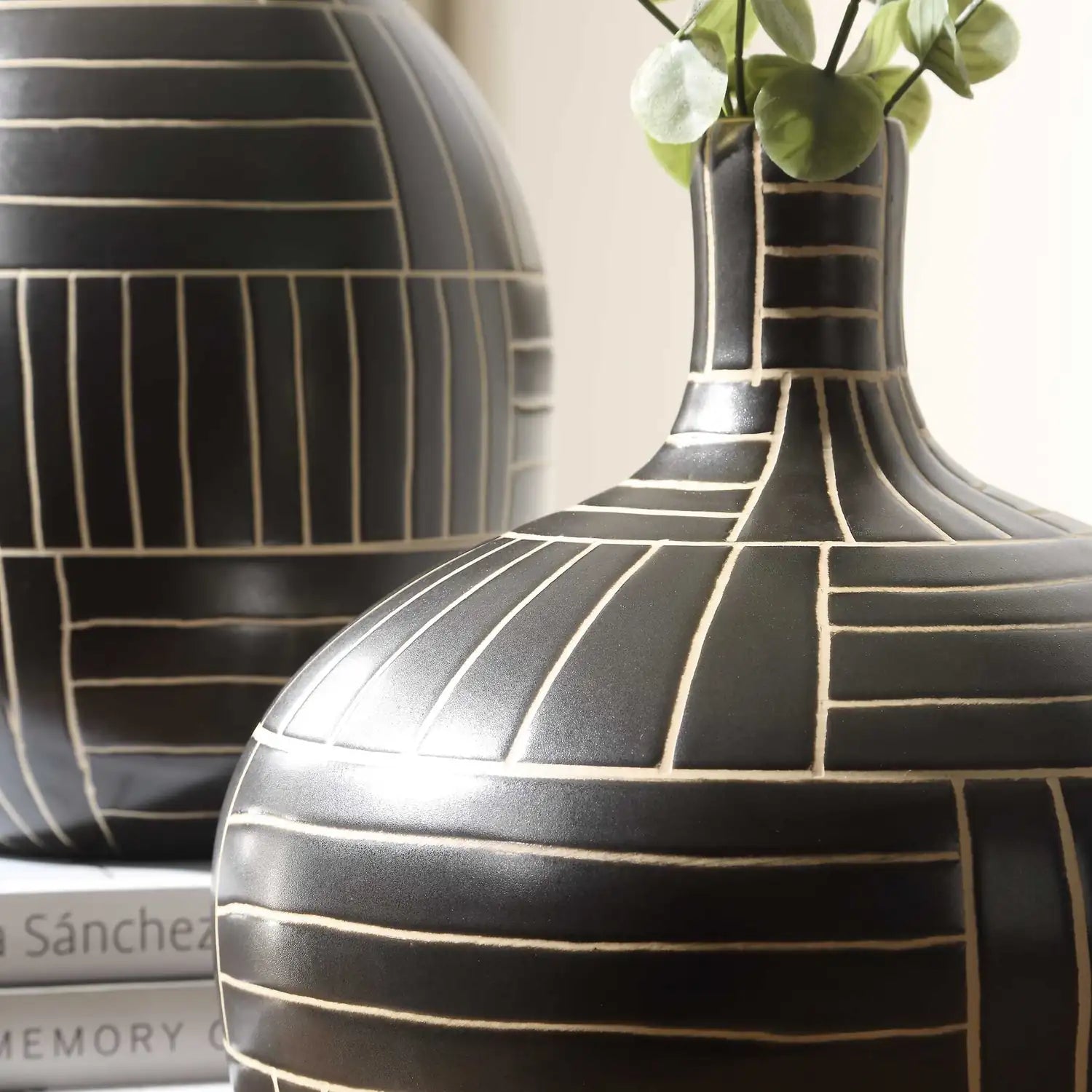 UTTERMOST Graphite Stride Geometric Vases Set Of 2 - Decorative Accents
