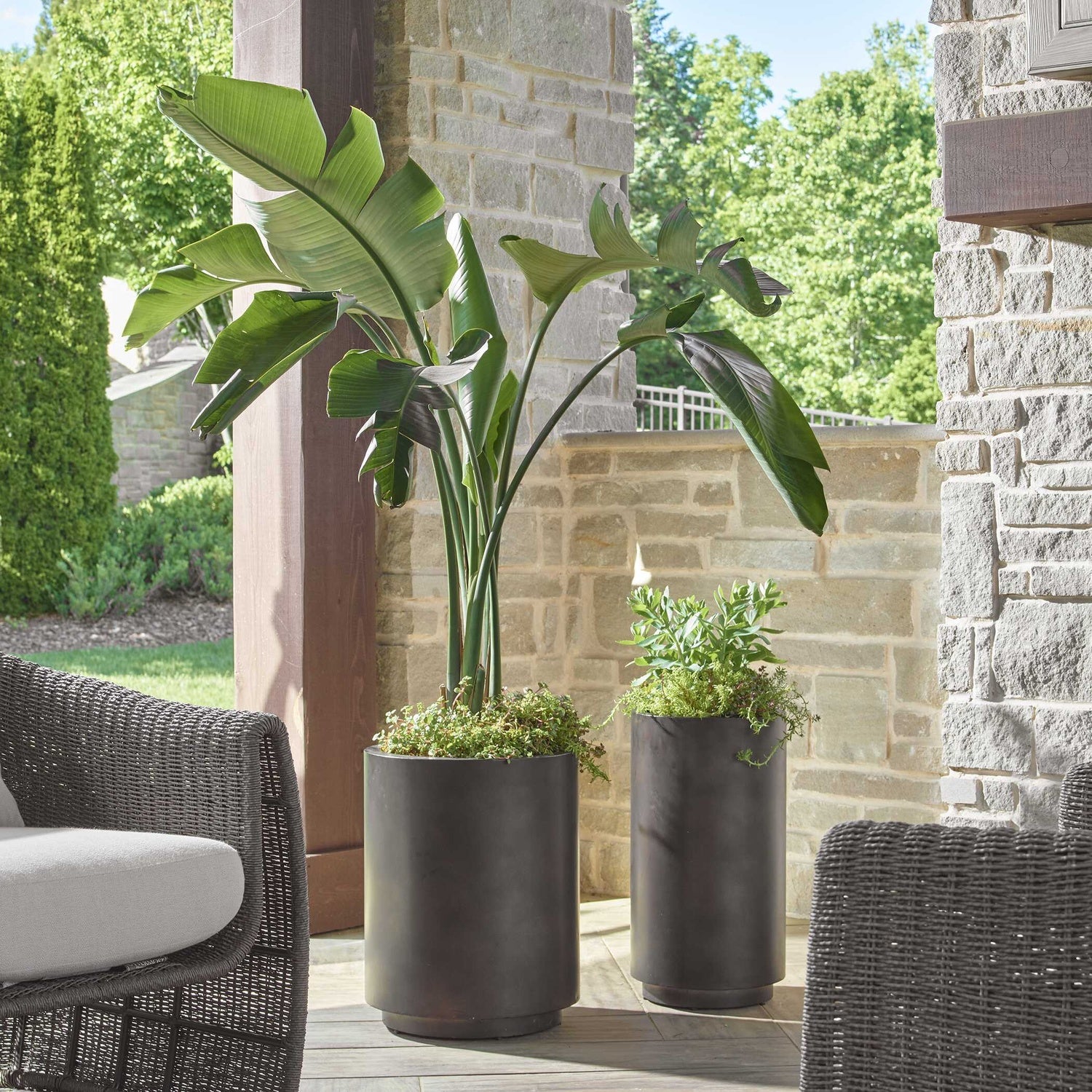 UTTERMOST Volcan Matte Outdoor Planters Set Of 2 - Decorative Accents