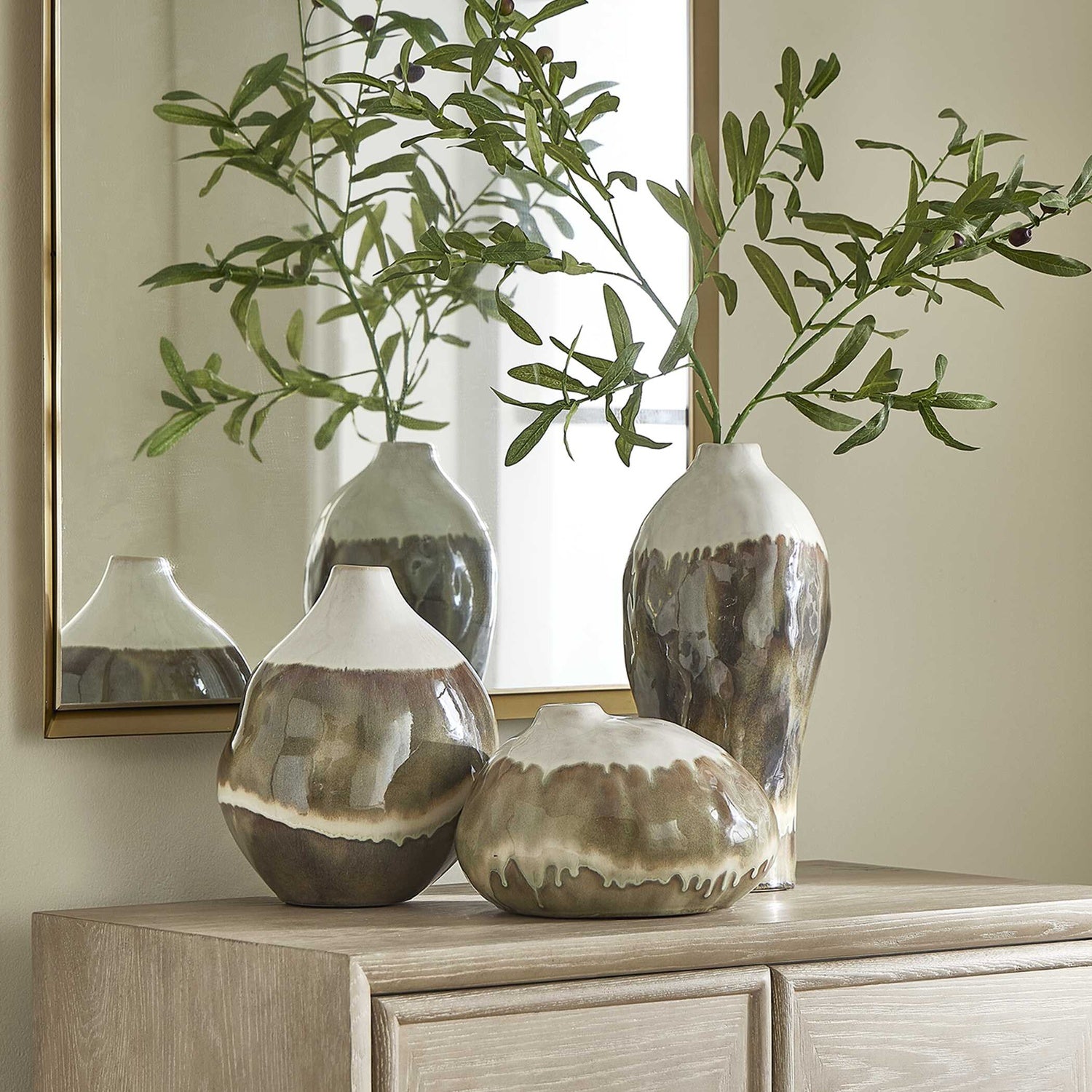 UTTERMOST Earthflow Glazed Outdoor Vases Set Of 3 - Decorative Accents
