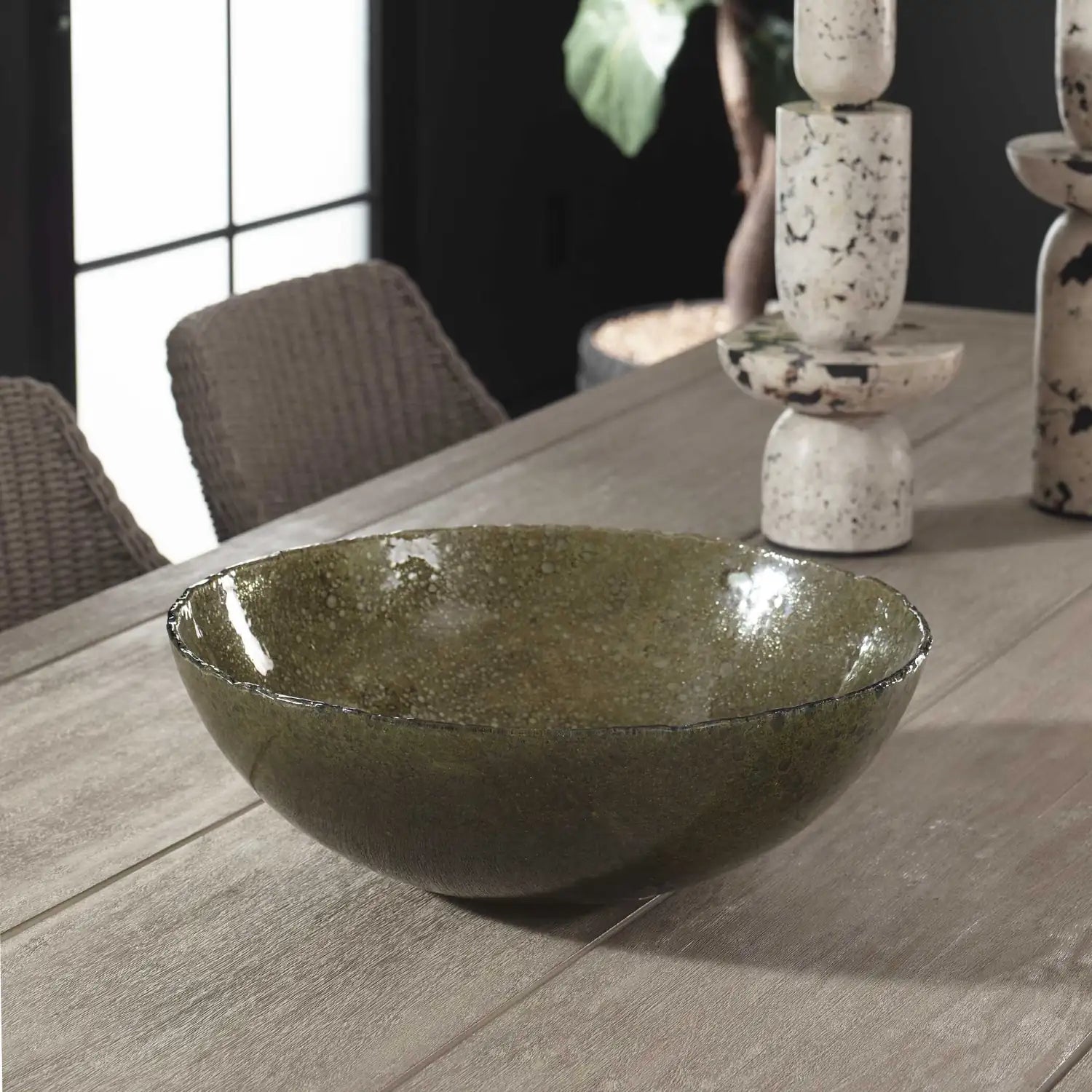 UTTERMOST Veridian Shimmer Earthy Bowl - Decorative Accents