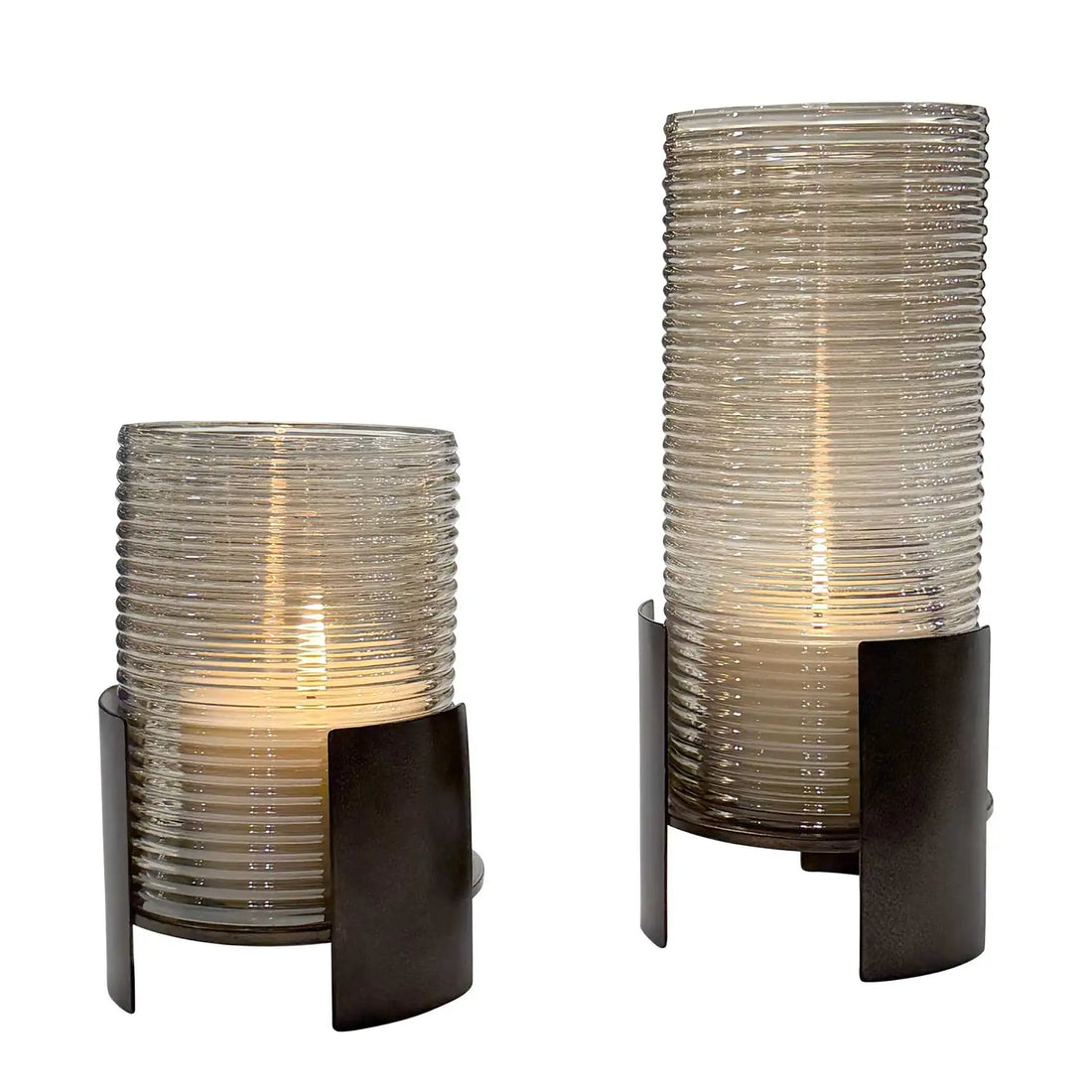 UTTERMOST Fluted Fire Cylinder Candleholders Set Of 2 - Decorative Accents
