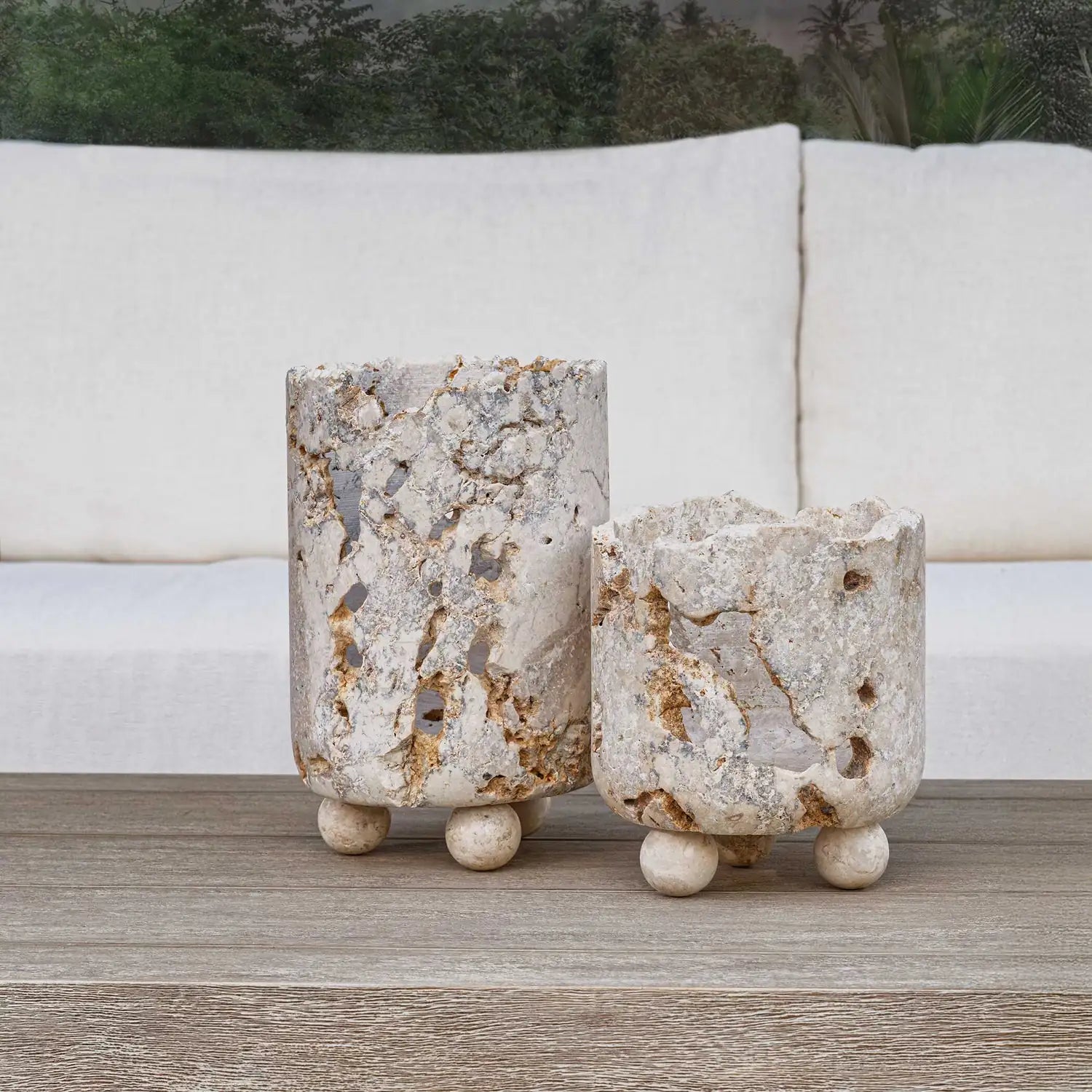 UTTERMOST Indoor-Outdoor Quarried Candleholders S/2 - Decorative Accents