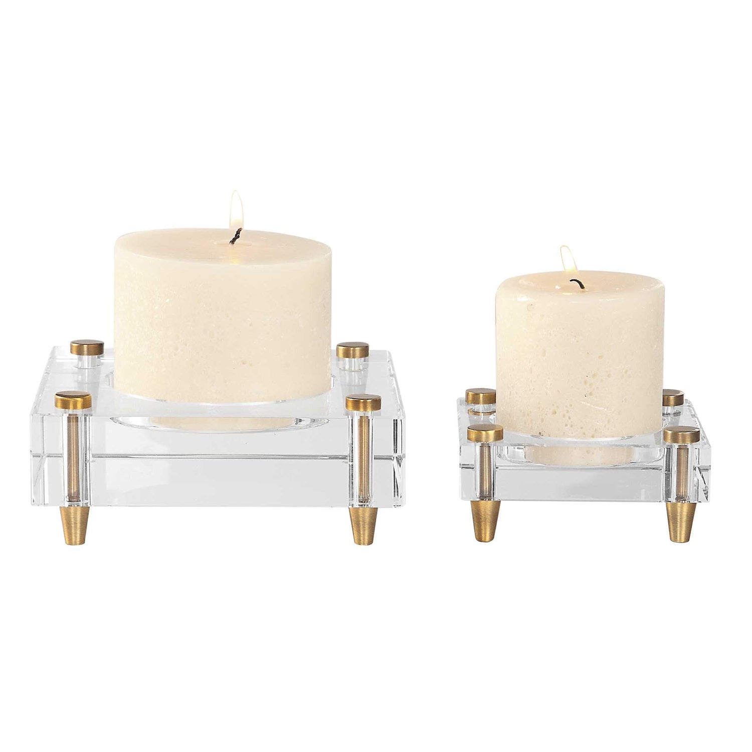 UTTERMOST Claire Crystal Block Candleholders Set Of 2 - Decorative Accents