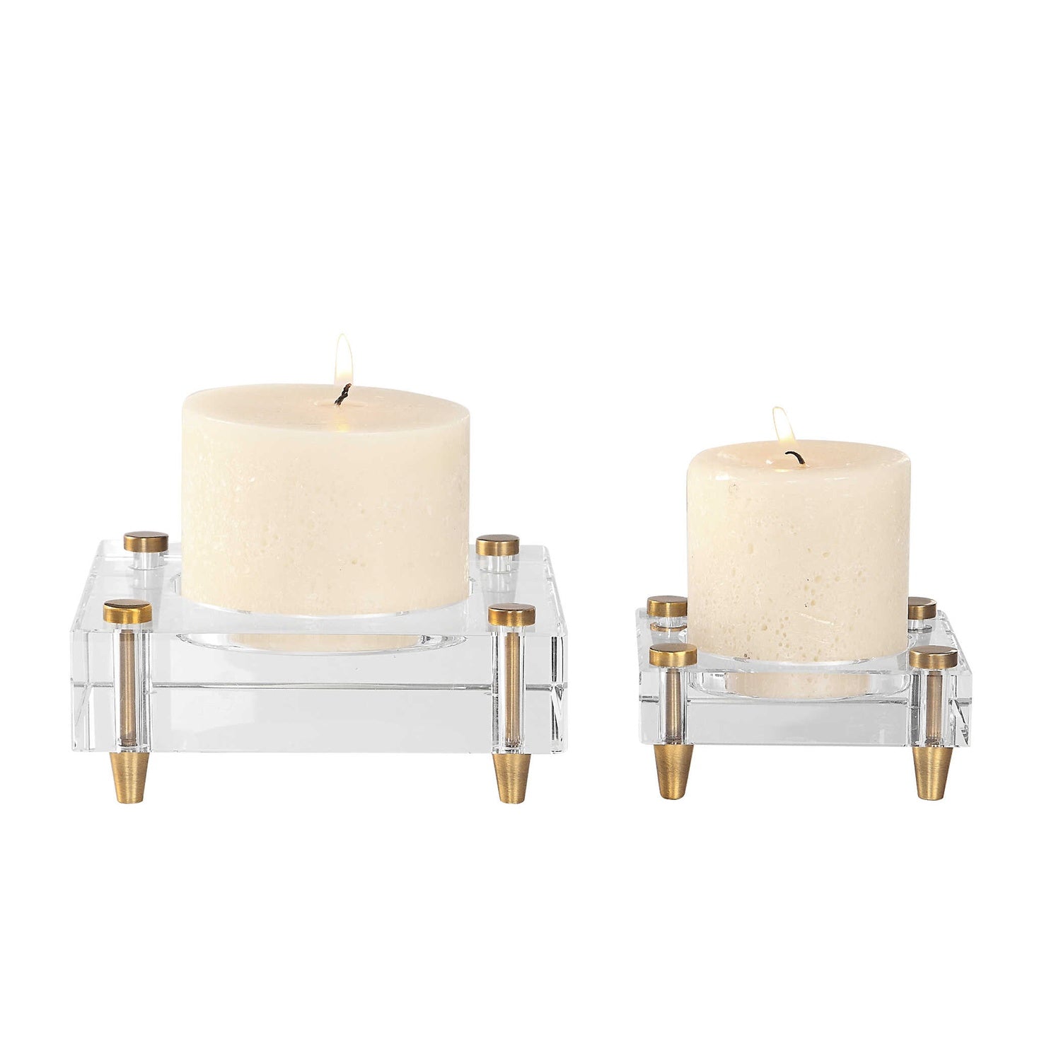 UTTERMOST Claire Crystal Block Candleholders Set Of 2 - Decorative Accents