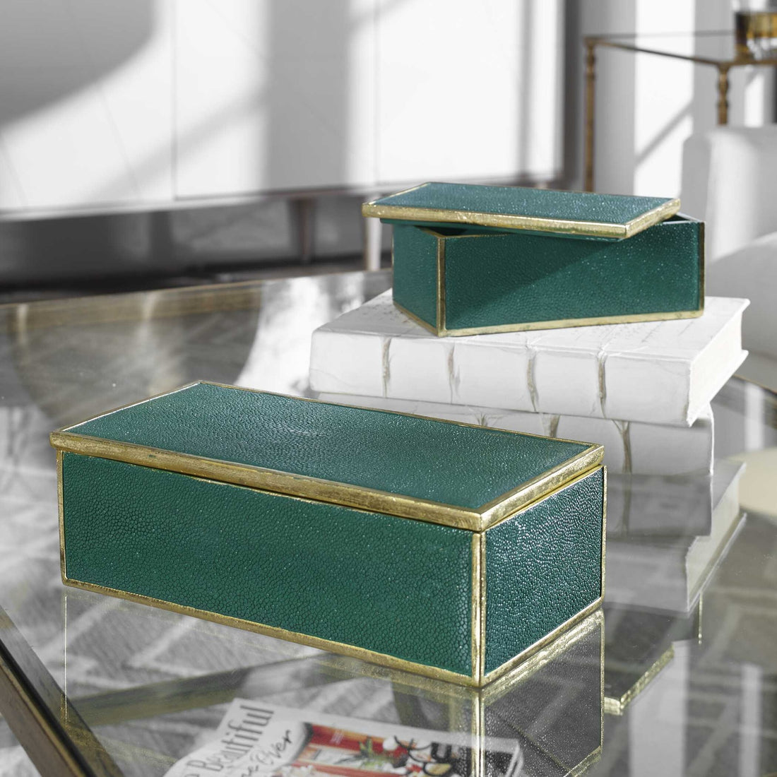 UTTERMOST Karis Emerald Boxes Set Of 2 - Decorative Accents