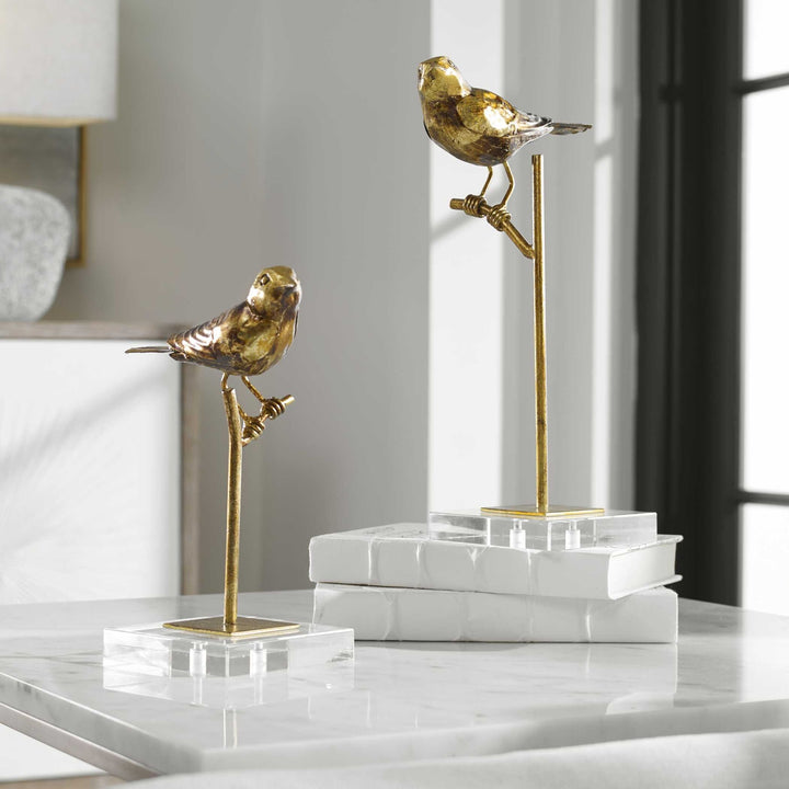 UTTERMOST Passerines Bird Sculptures Set Of 2 - Decorative Accents