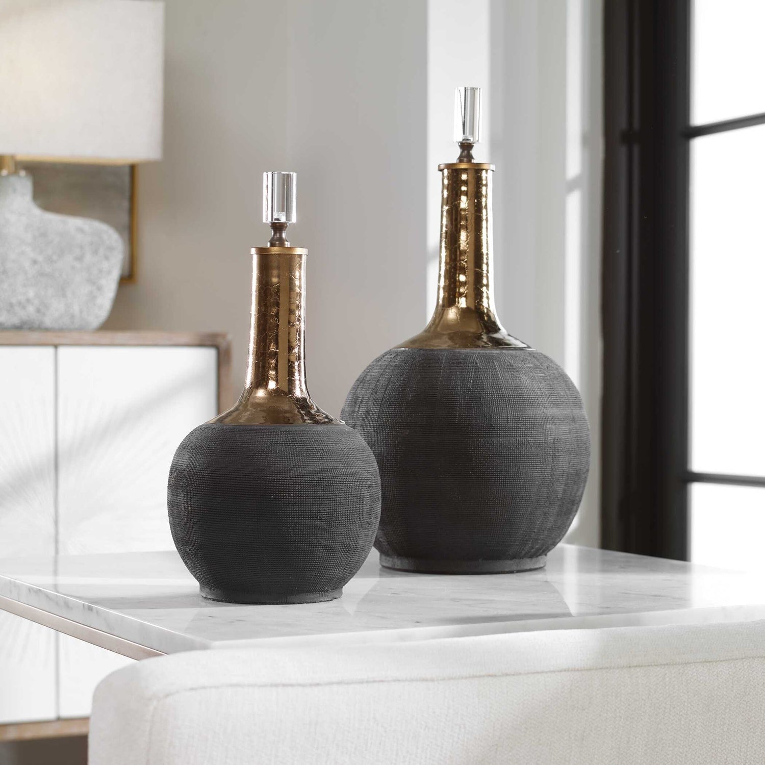 UTTERMOST Arnav Matte Bottles Set Of 2 - Decorative Accents