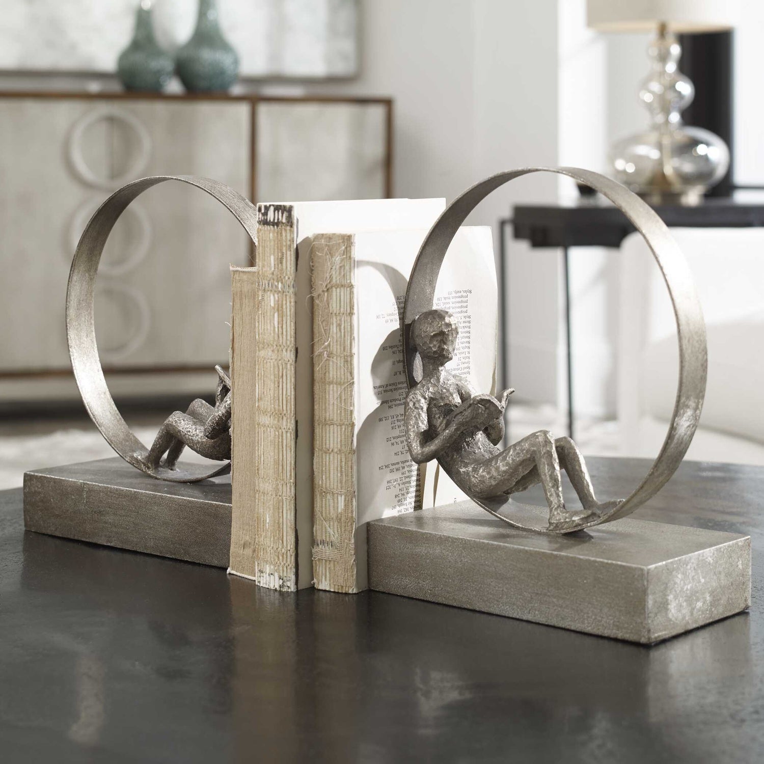 UTTERMOST LOUNGING READER ANTIQUE BOOKENDS - Decorative Accents