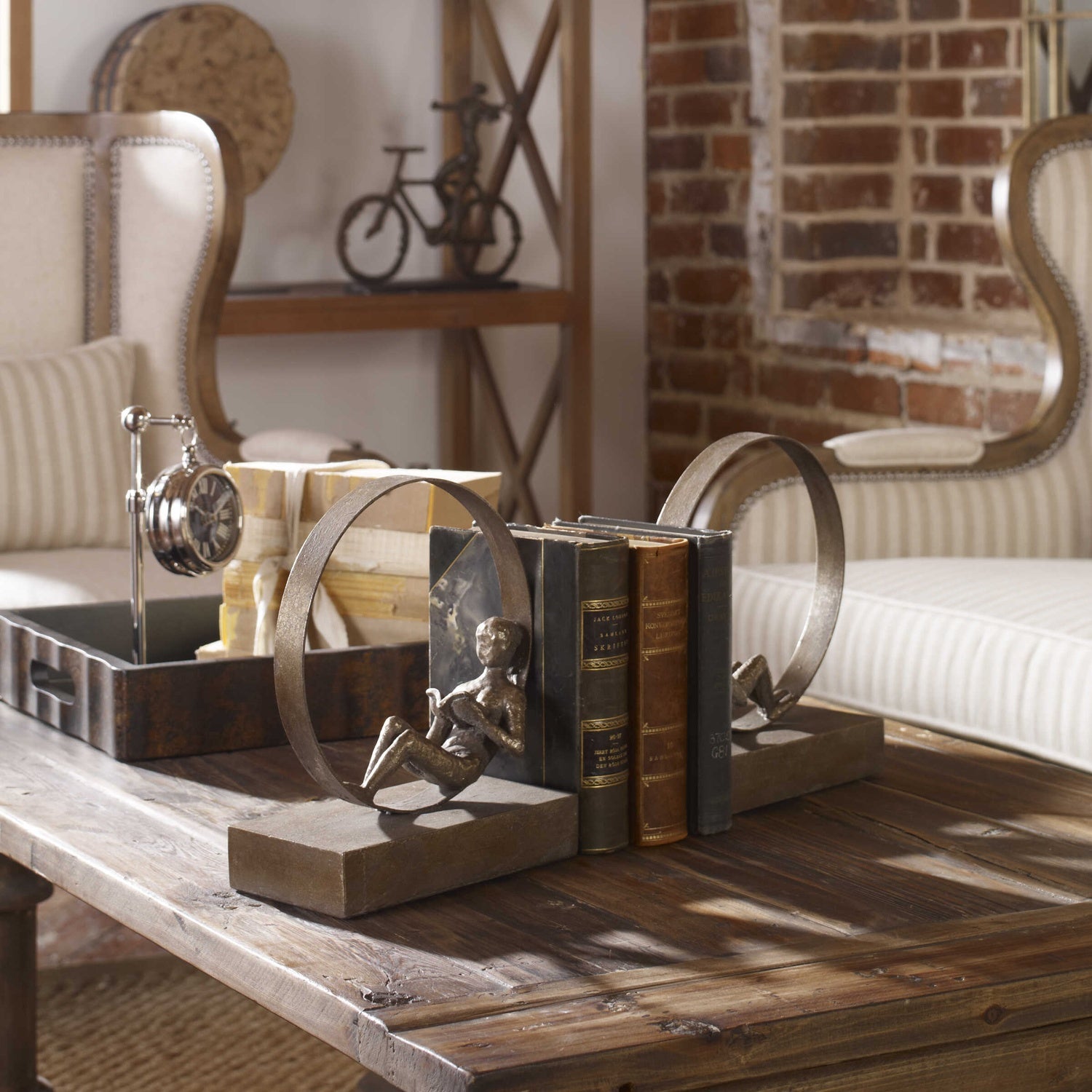 UTTERMOST LOUNGING READER ANTIQUE BOOKENDS - Decorative Accents
