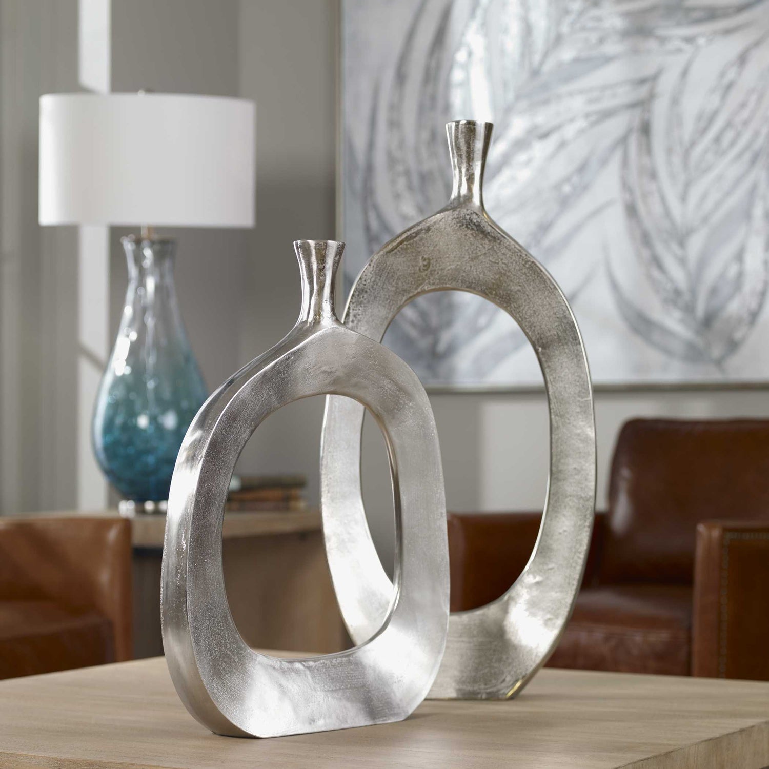 UTTERMOST Cierra Aluminum Vases Set Of 2 - Decorative Accents
