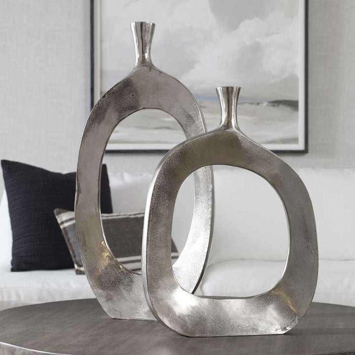 UTTERMOST Cierra Aluminum Vases Set Of 2 - Decorative Accents