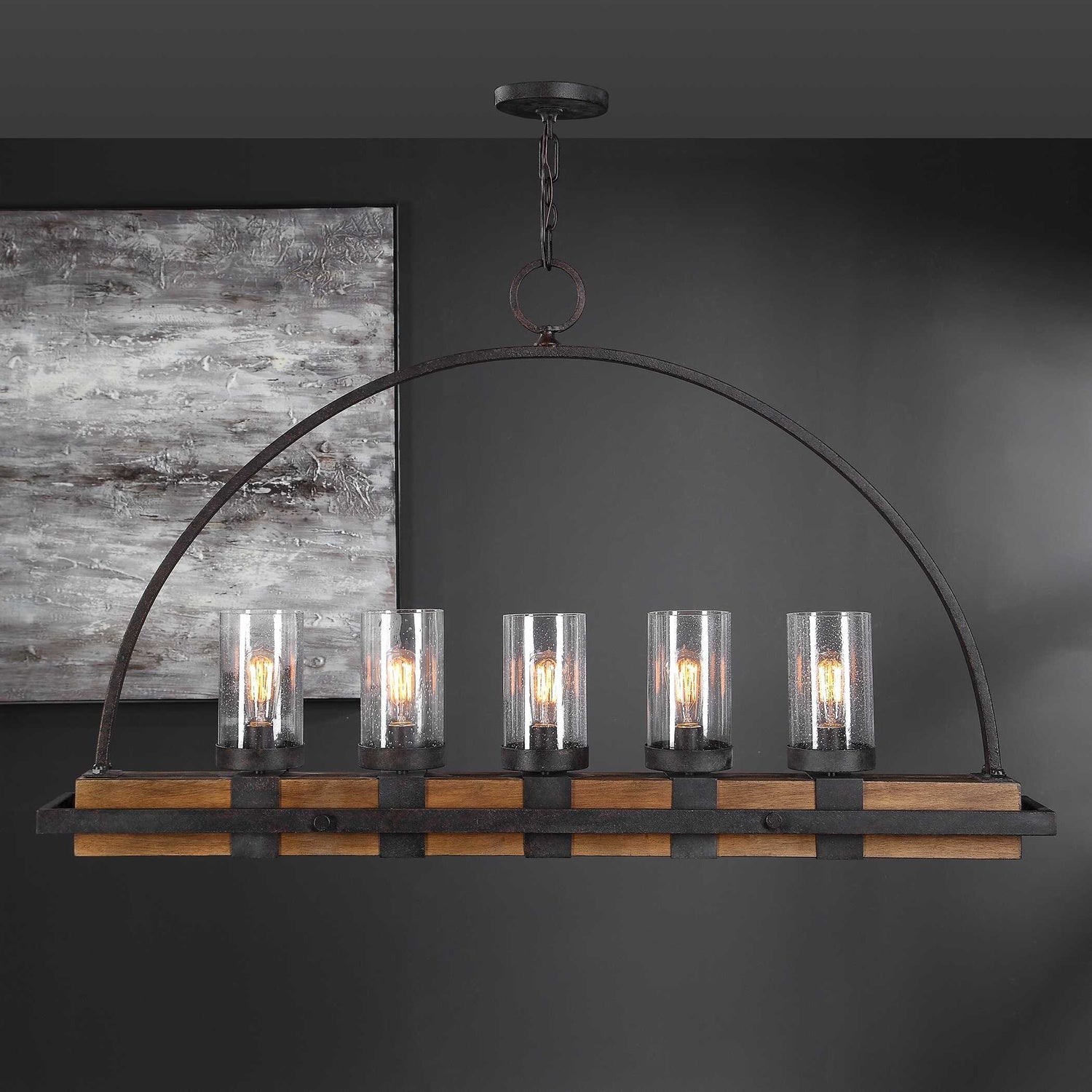 UTTERMOST, ATWOOD RUSTIC LINEAR CHANDELIER, CHANDELIER LIGHT