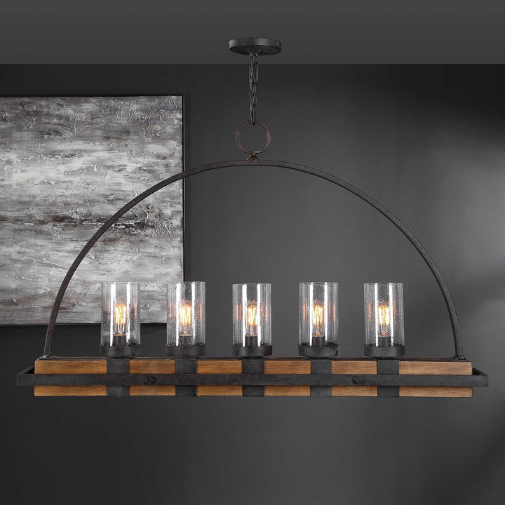 UTTERMOST, ATWOOD RUSTIC LINEAR CHANDELIER, CHANDELIER LIGHT