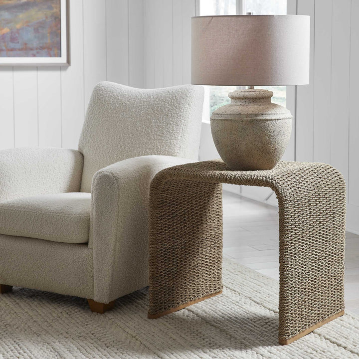 UTTERMOST Calabria Woven Seagrass End Table - Side