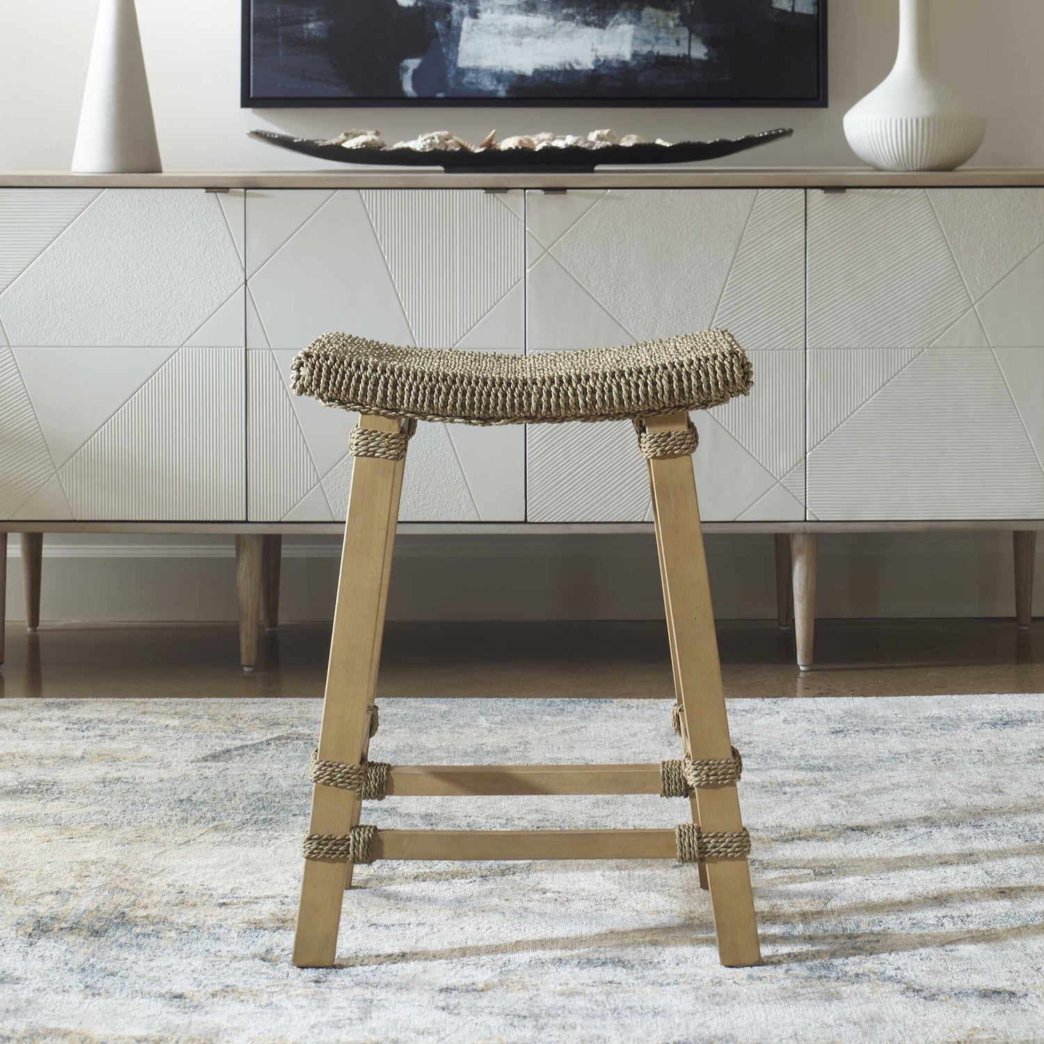 UTTERMOST EVERGLADE SEA GRASS COUNTER STOOL - Benches, Ottoman, Stools