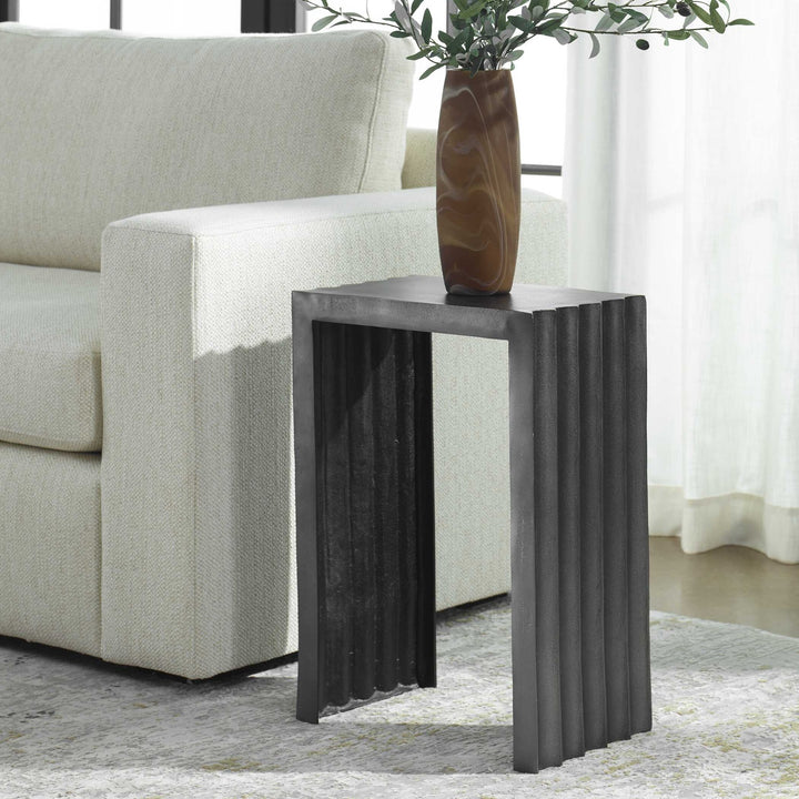 UTTERMOST IN THE GROOVE ALUMINUM ACCENT TABLE - Side
