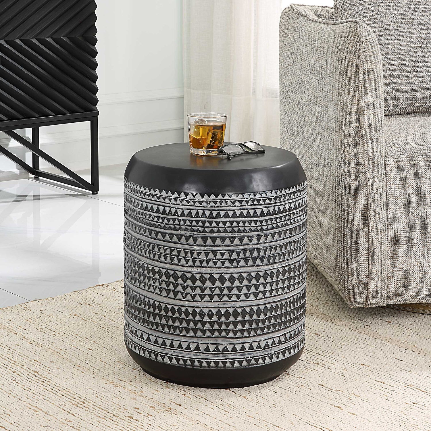 UTTERMOST CUTTING EDGE TRIBAL ACCENT TABLE - Side