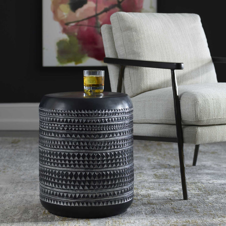 UTTERMOST CUTTING EDGE TRIBAL ACCENT TABLE - Side
