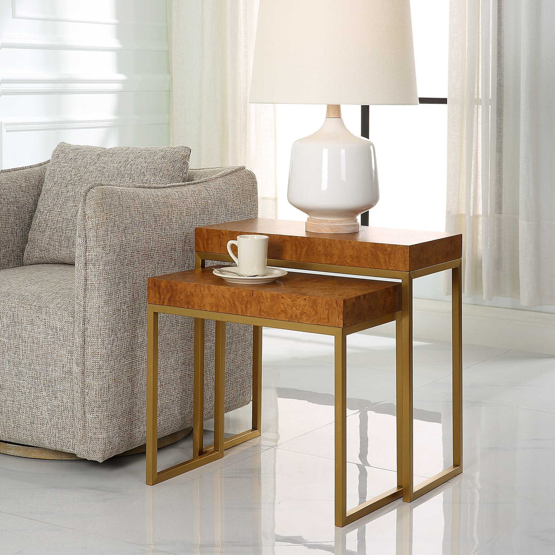 UTTERMOST Burl-esque Nesting Tables Set Of 2 - Side