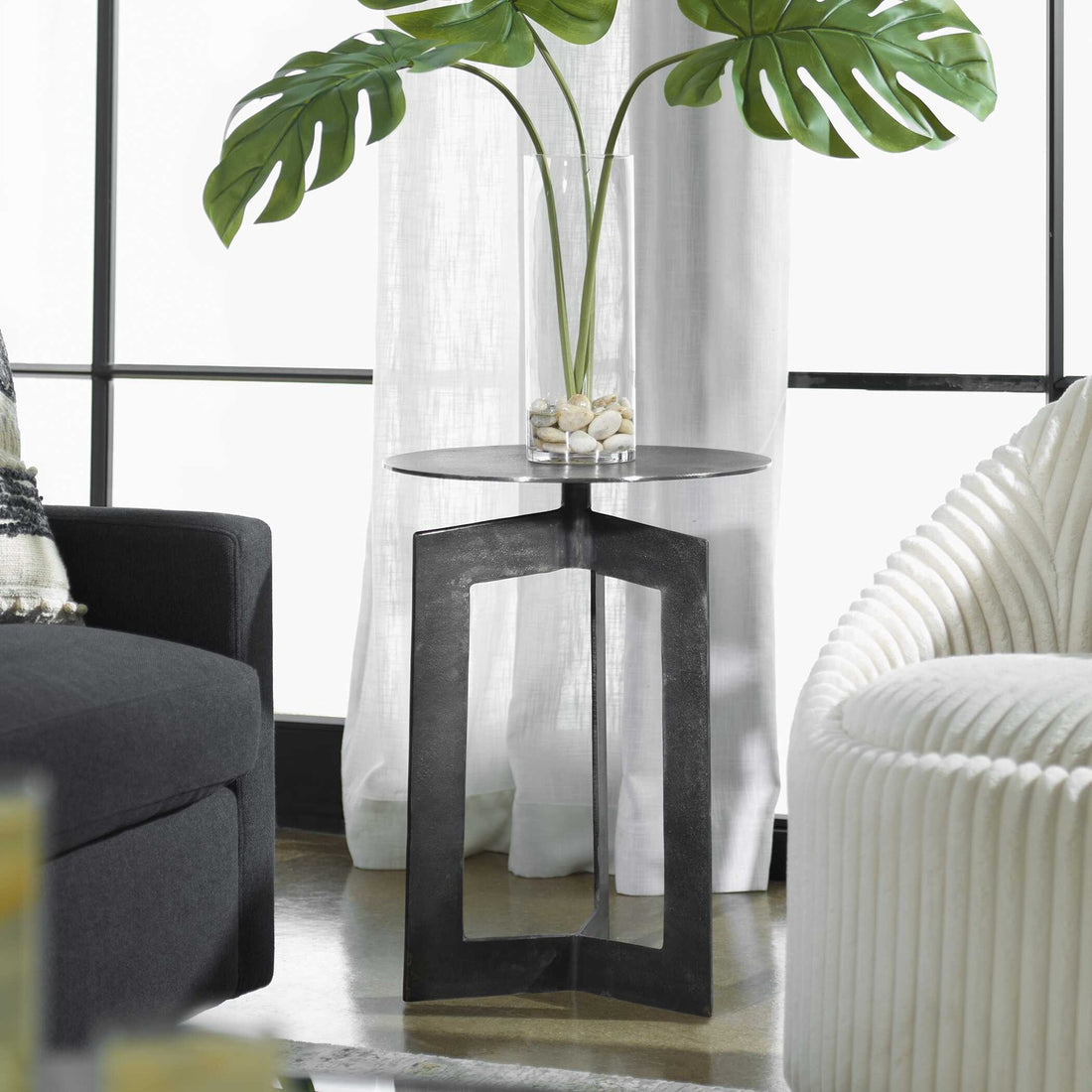 UTTERMOST Deltoid Gunmetal Accent Table - Side