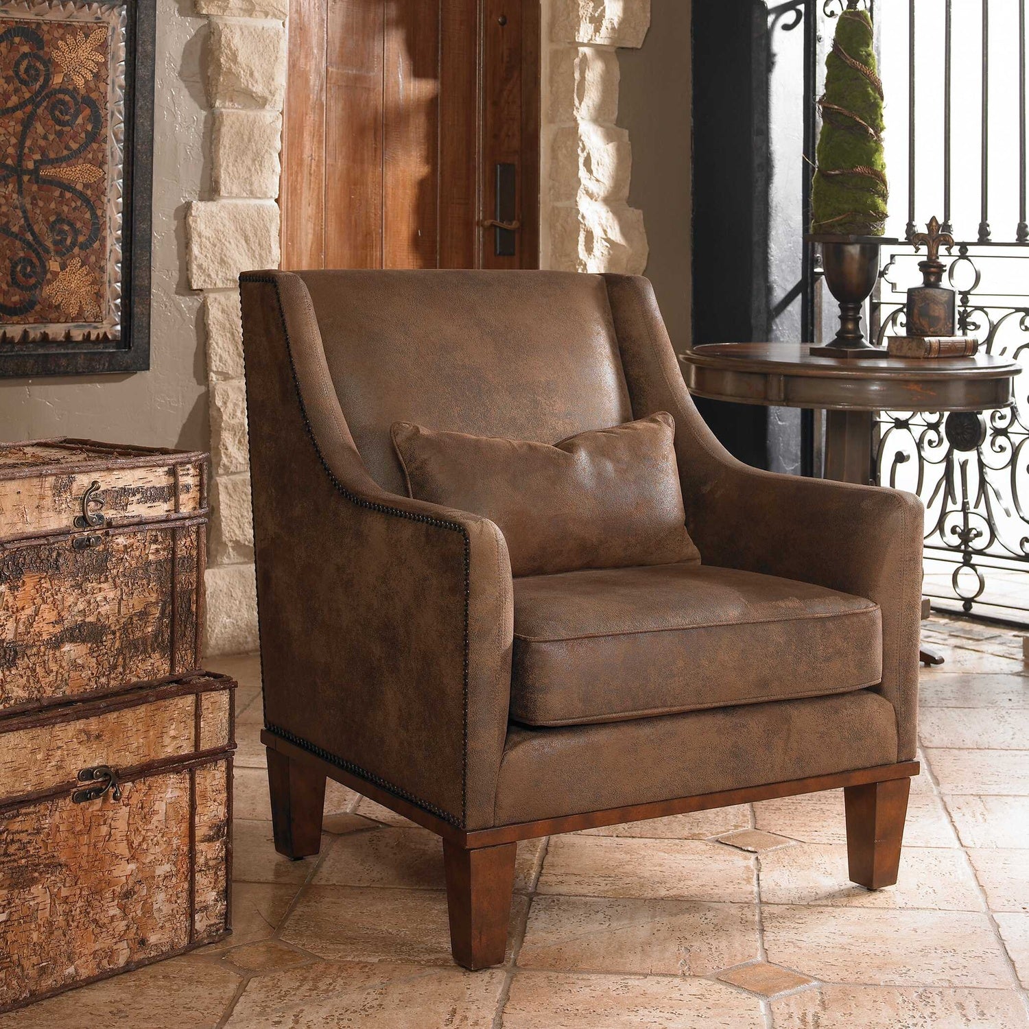 UTTERMOST CLAY LEATHER ARMCHAIR - Lounge