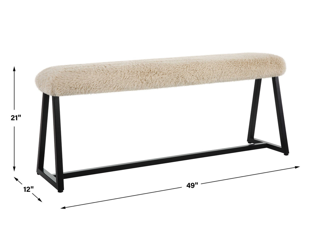 UTTERMOST Taupo Sheepskin Bench - Benches, Ottoman, Stools