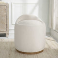 UTTERMOST Swirl Swivel Sheepskin Ottoman - Benches, Ottoman, Stools