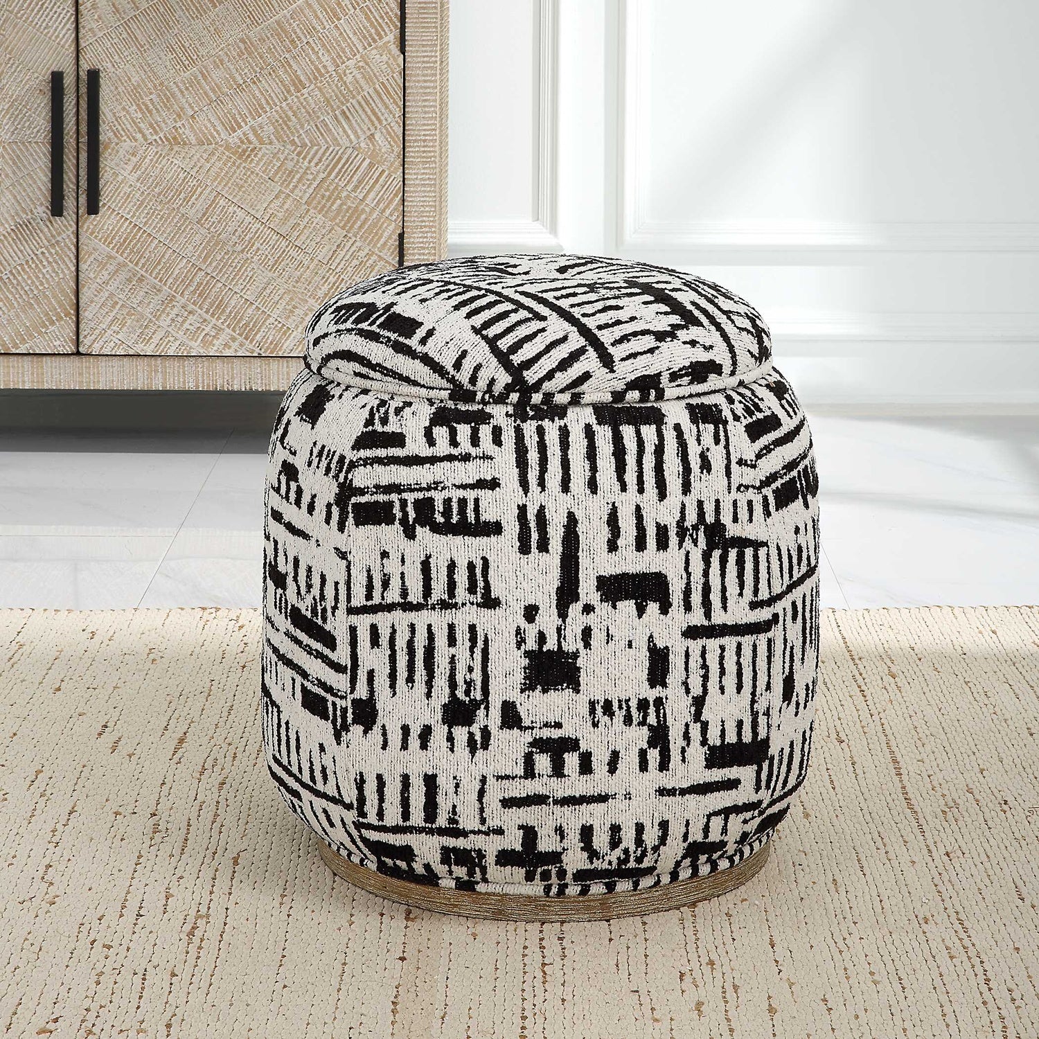 UTTERMOST Dialogue Poof Ottoman - Benches, Ottoman, Stools