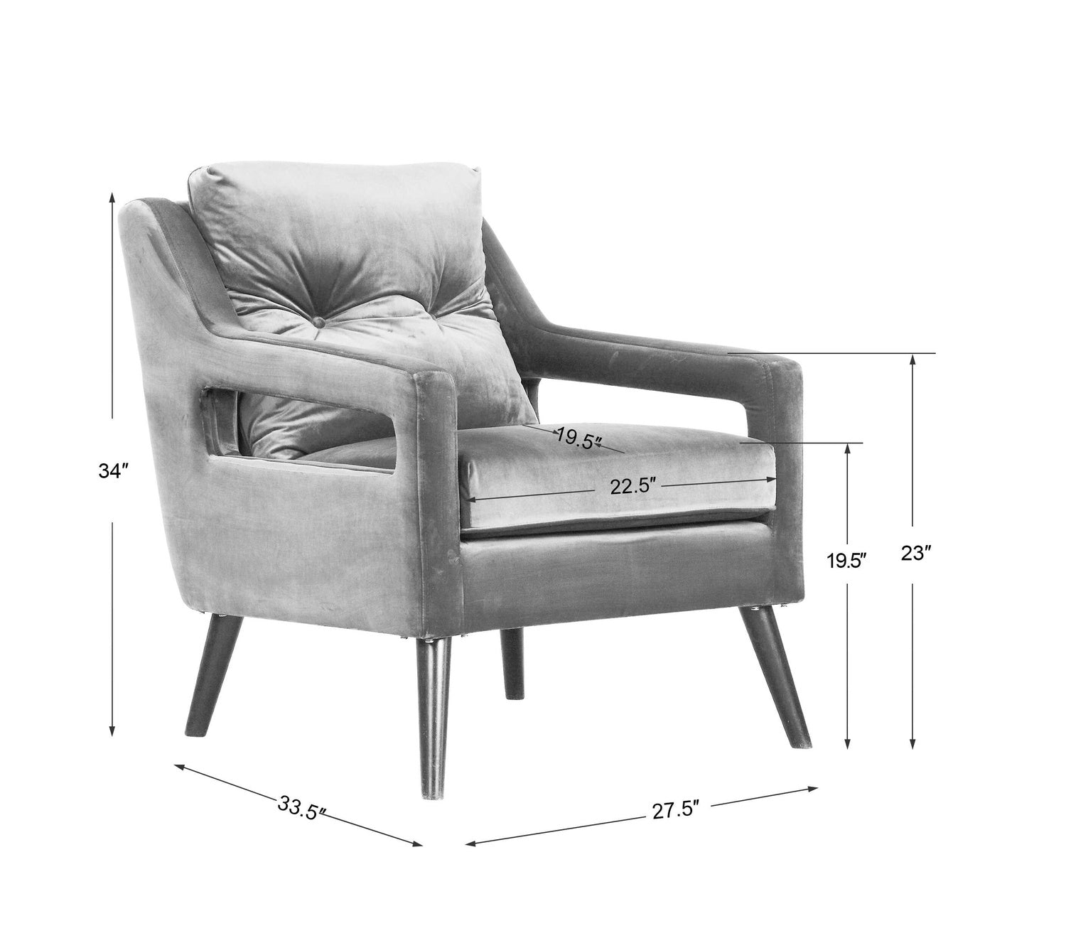 UTTERMOST O'Brien Velvet Armchair - Coffee