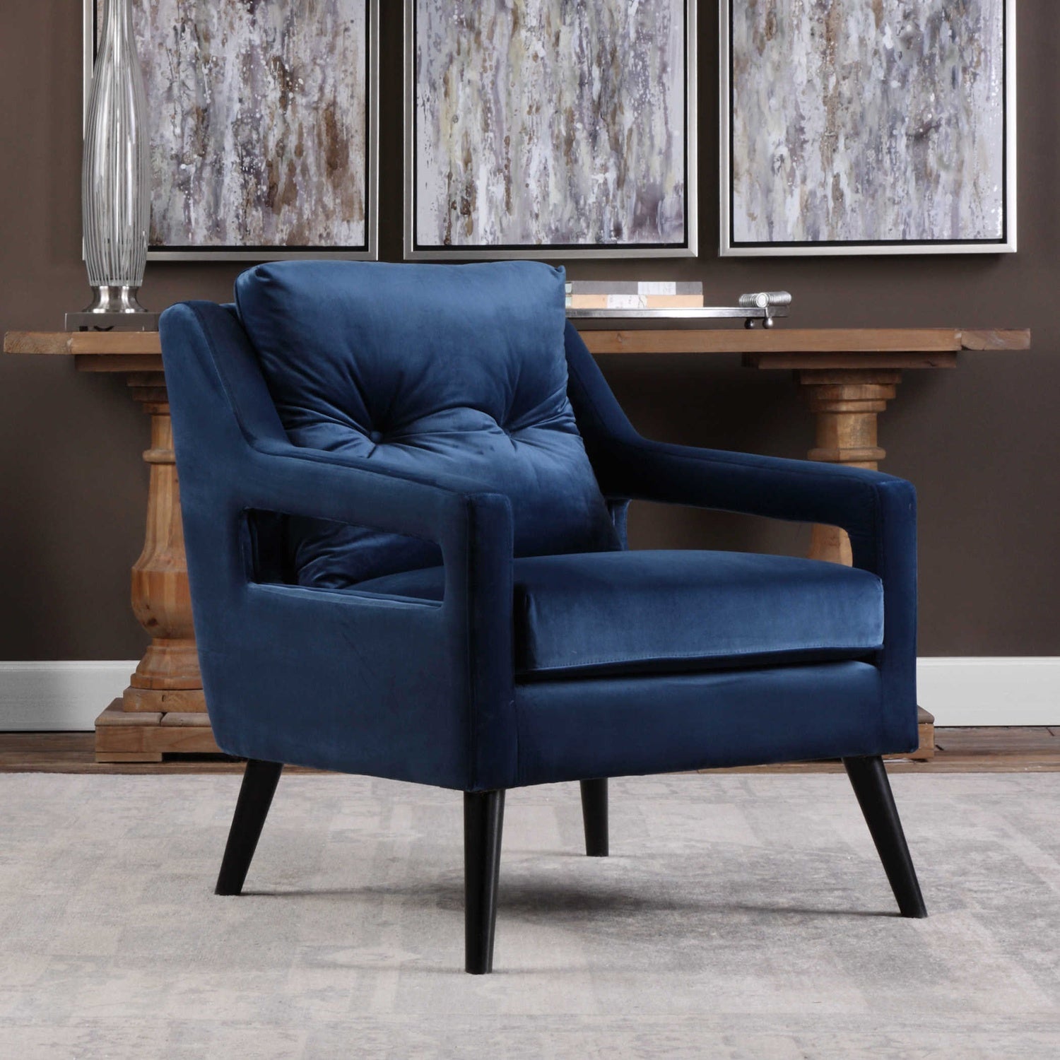 UTTERMOST O'Brien Velvet Armchair - Coffee