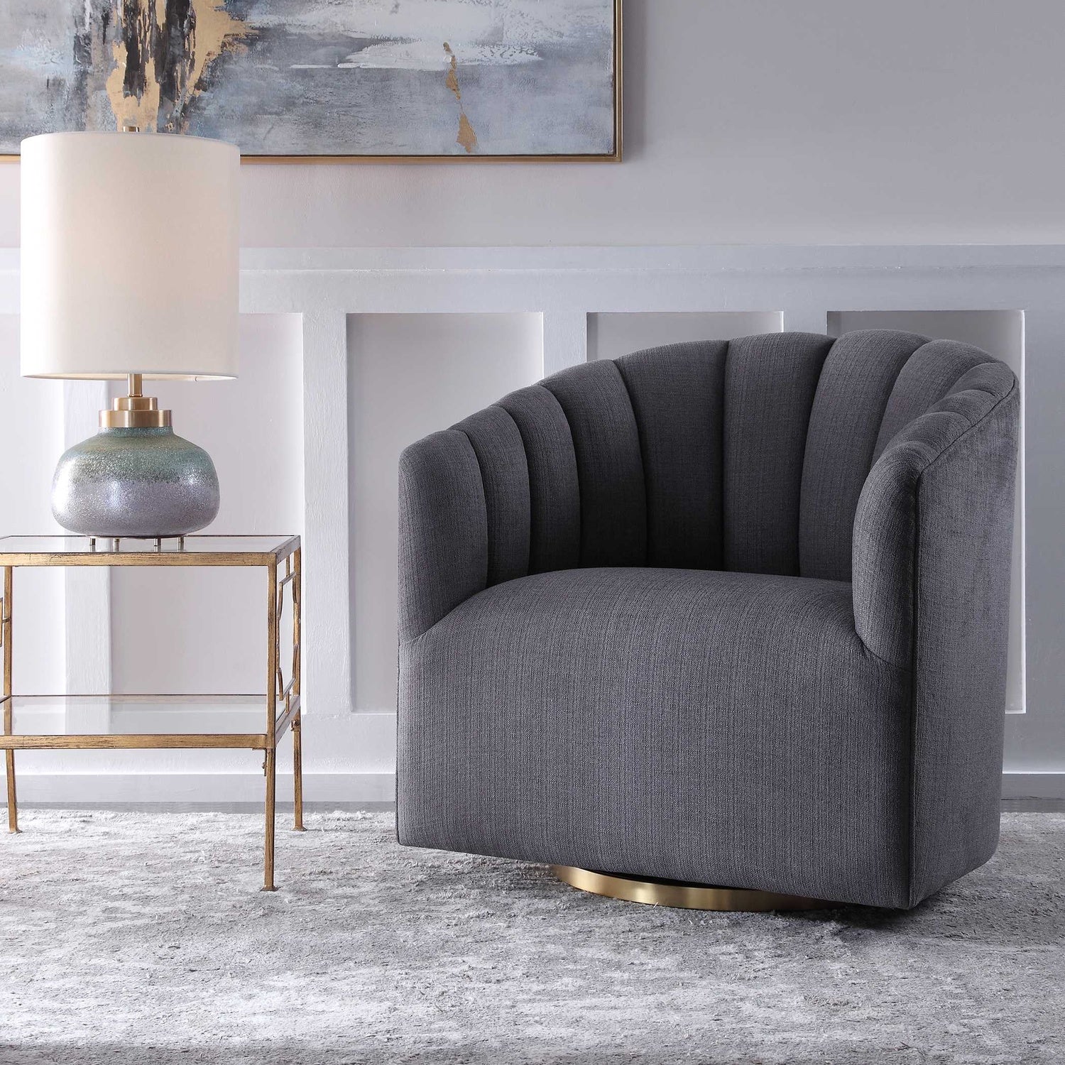 UTTERMOST Cuthbert Modern Swivel Chair - Lounge