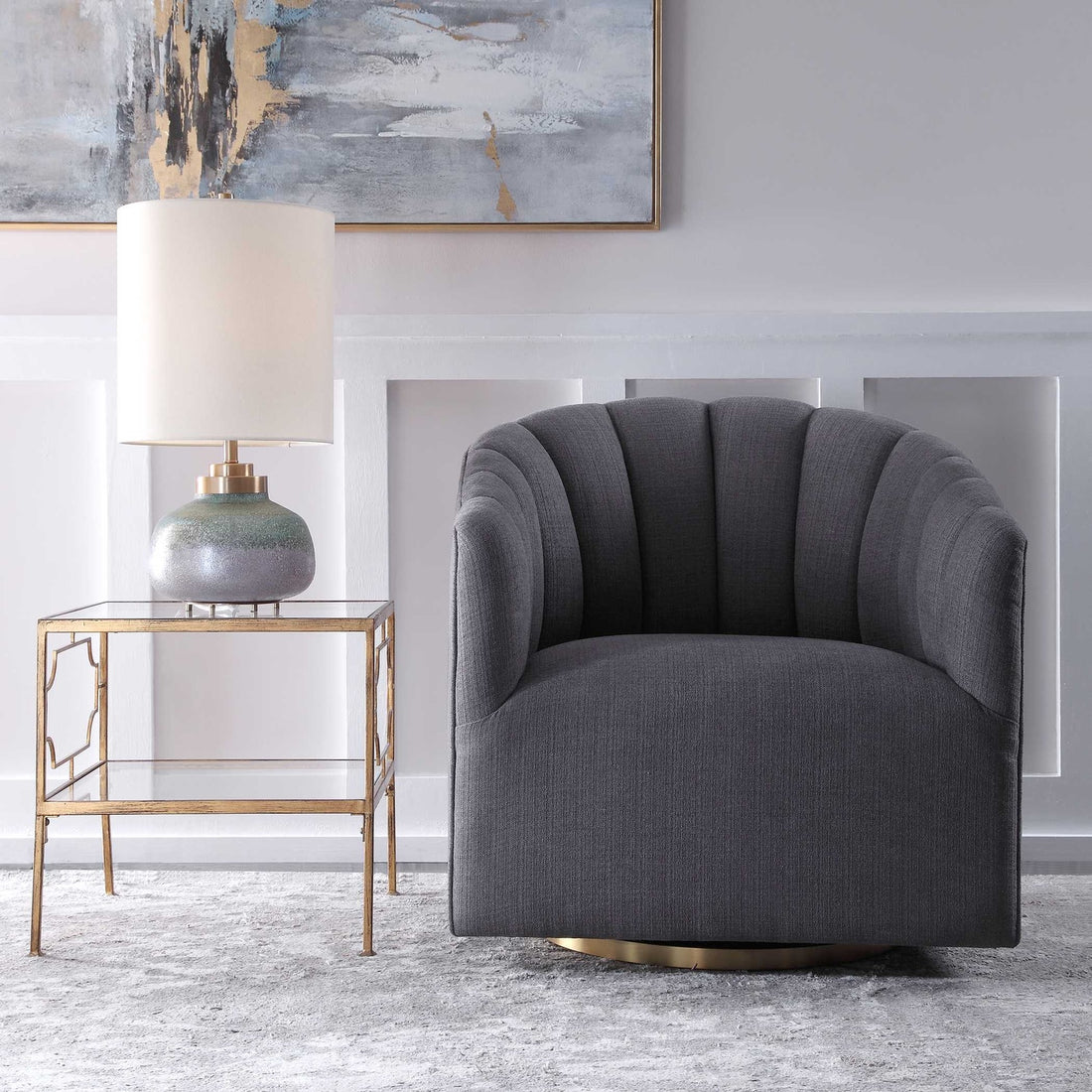 UTTERMOST Cuthbert Modern Swivel Chair - Lounge