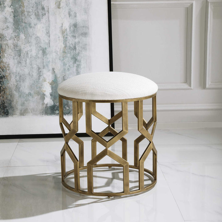 UTTERMOST TRELLIS GEOMETRIC ACCENT STOOL - Benches, Ottoman, Stools