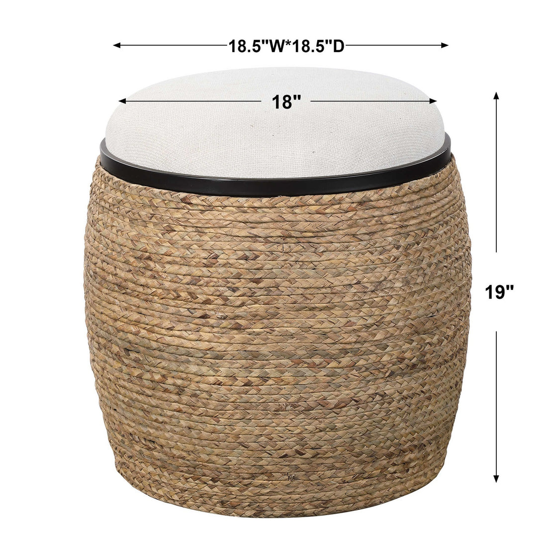 UTTERMOST Island Straw Accent Stool - Benches, Ottoman, Stools
