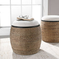 UTTERMOST ISLAND STRAW ACCENT STOOL - Benches, Ottoman, Stools