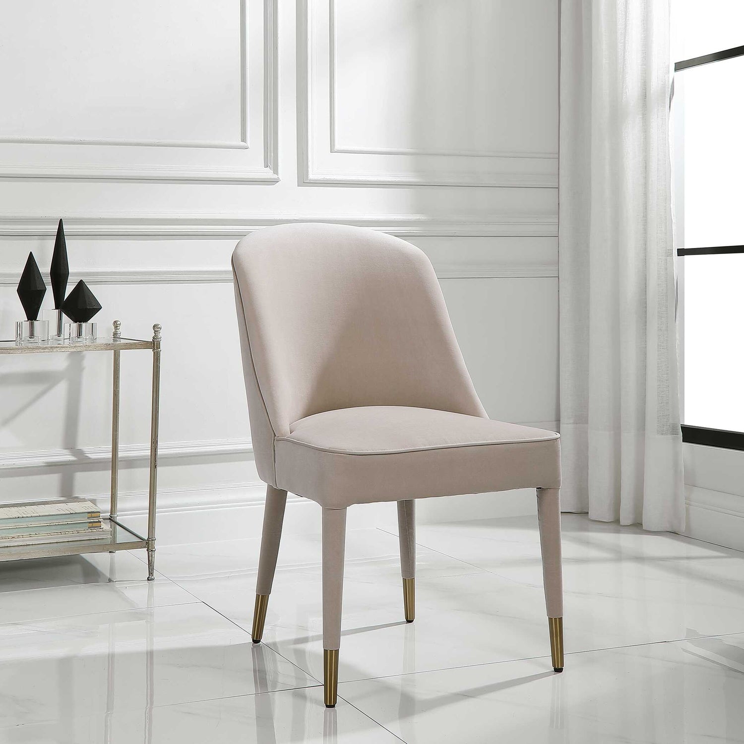 UTTERMOST BRIE ARMLESS CHAIR CHAMPAGNE - Dining Chairs