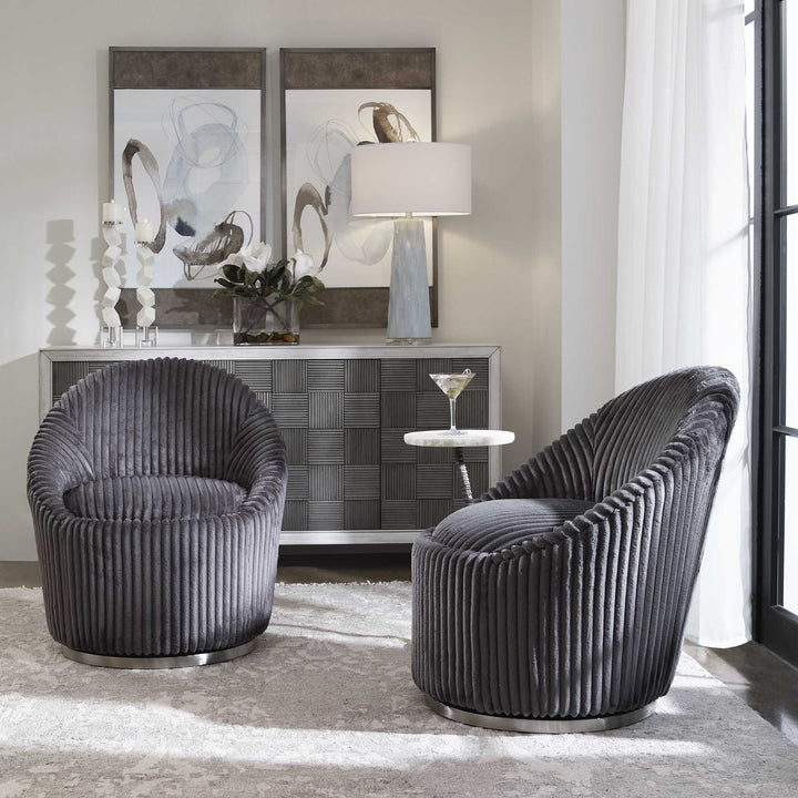 UTTERMOST Crue Fabric Swivel Chair - Lounge
