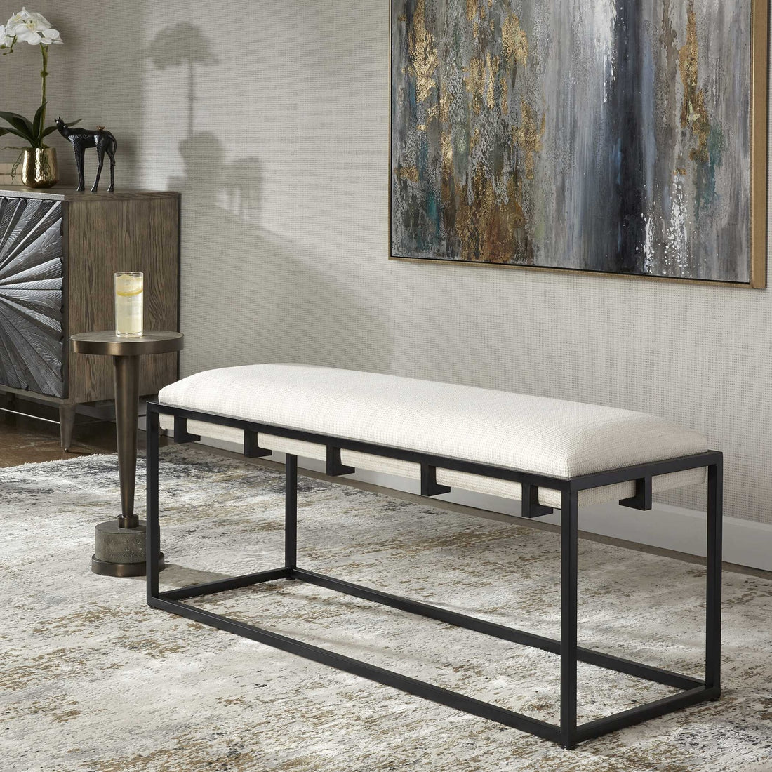 UTTERMOST Paradox & Fabric Bench - Cabinets & Bar