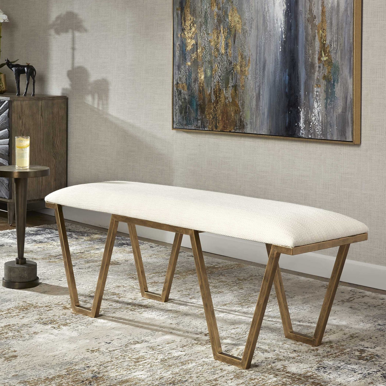 UTTERMOST Farrah Geometric Bench - Benches, Ottoman, Stools