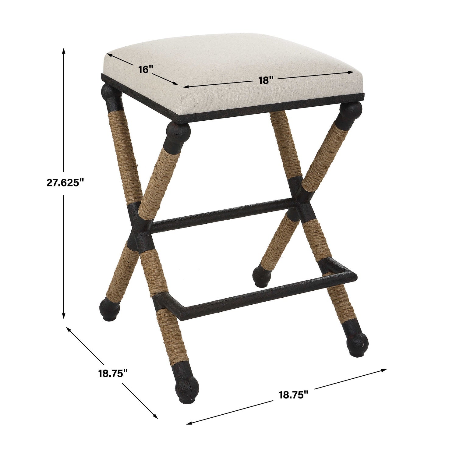 UTTERMOST FIRTH RUSTIC OATMEAL COUNTER STOOL - Benches, Ottoman, Stools