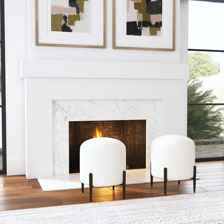 UTTERMOST Arles Shearling Ottoman - Benches, Ottoman, Stools